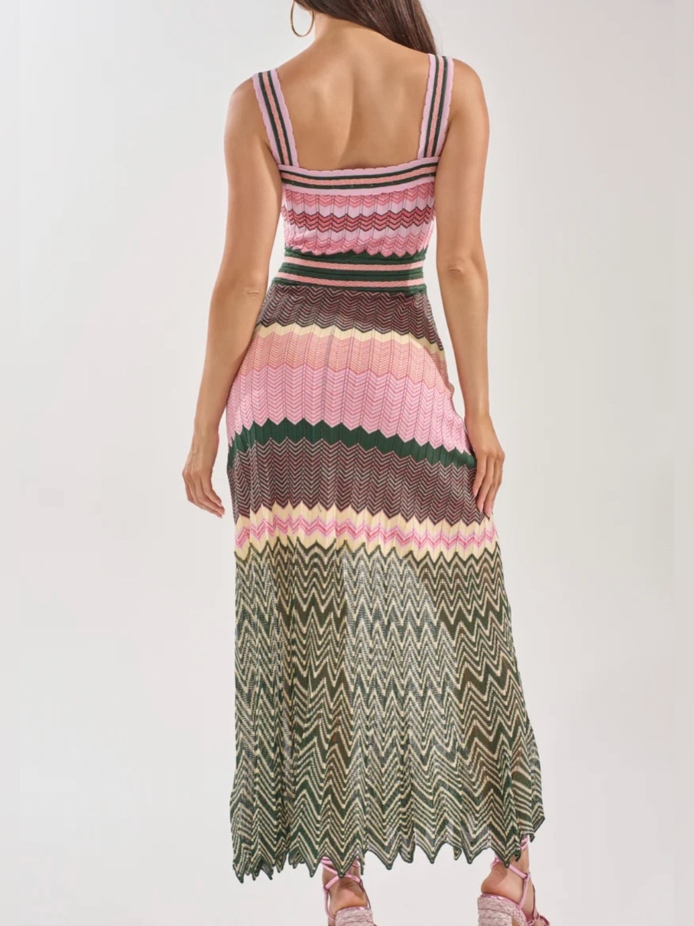Striped Knit Maxi Dress in Pink and Green - Picture 4 of 6